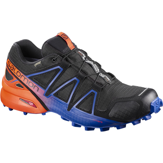 Salomon SPEEDCROSS 4 GTX® LTD Zapatillas Trail Running Hombre - Negras / Azul Marino / Naranjas - Co